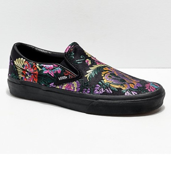 Authentic Vans Slip-On Festival Black Satin Shoes - Picture 2 of 7